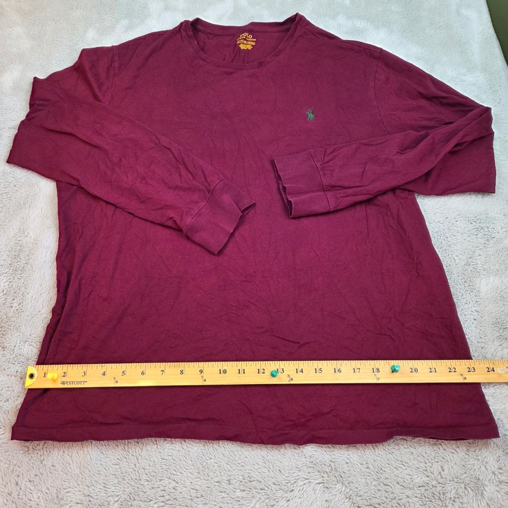 Polo Ralph Lauren Long Sleeve T-Shirt Mens XL Crewneck Pony Logo Burgundy Maroon